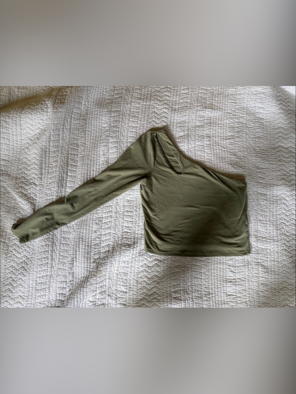 Abercrombie & Fitch Olive One-Shoulder Long Sleeve Top